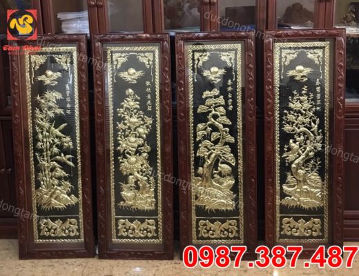 Mẫu tranh tứ quý bằng đồng đẹp hút khách.